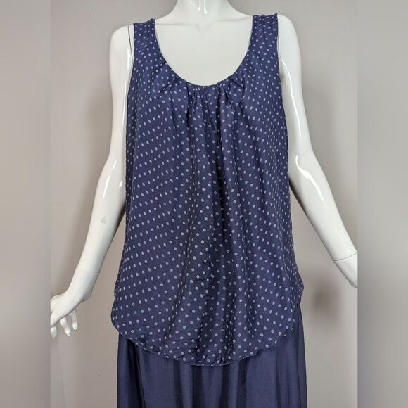 Bella Italy Navy Silk Layered Maxi Dress Sz M - Picture 8 of 12